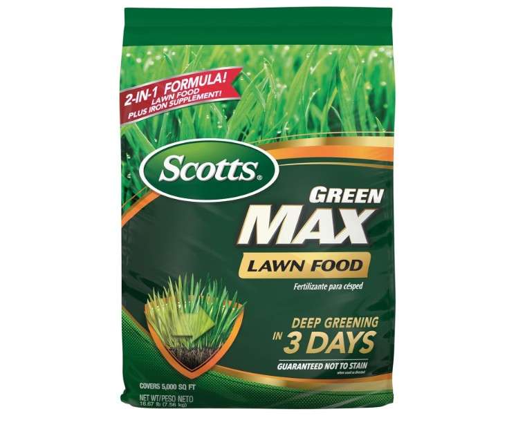 Scotts Green Max Lawn Food, Lawn Fertilizer Plus Iron Supplement for Greener Grass in 3 Days, 5,000 sq. ft., 16.67 lbs.
