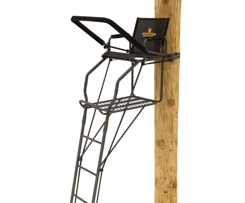 Rivers Edge® Retreat™ LS 1-Man Ladder Stand, 17’11” Height, Lockdown™ Strapping System, Flip-Up TearTuff™ Mesh Seat, 27” D