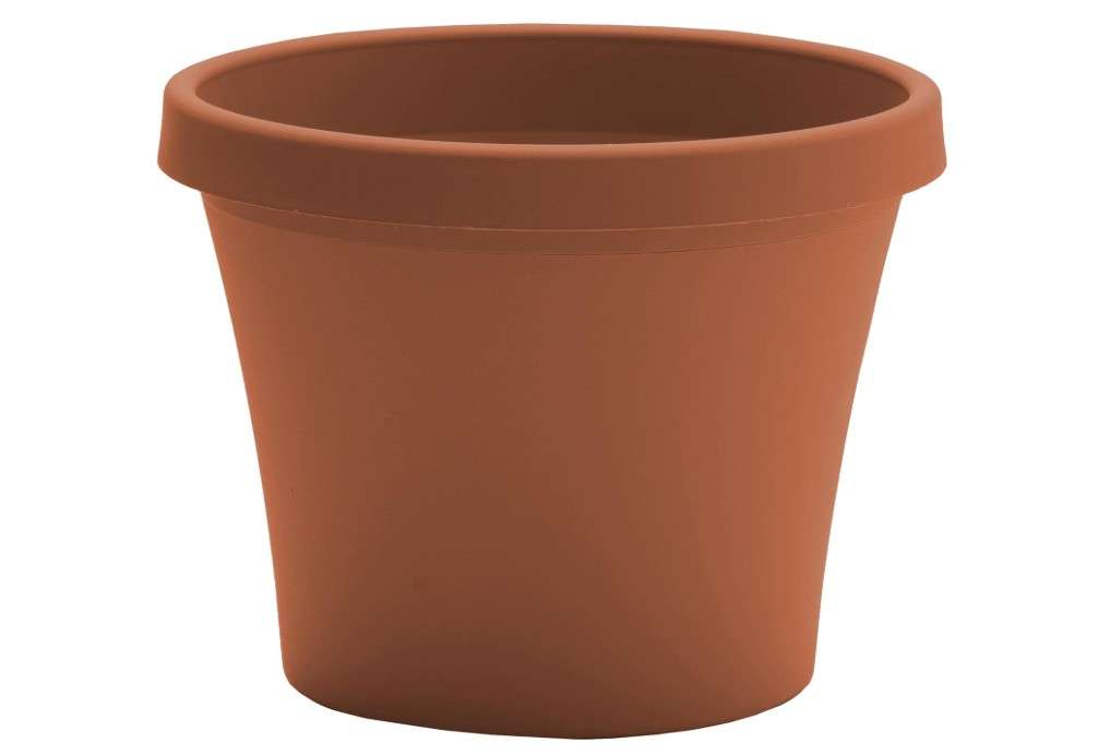Bloem Terra 8" Diameter Round Terra Cotta Resin Planter Pot with Drainage Holes for Indoor and Outdoor Gardening