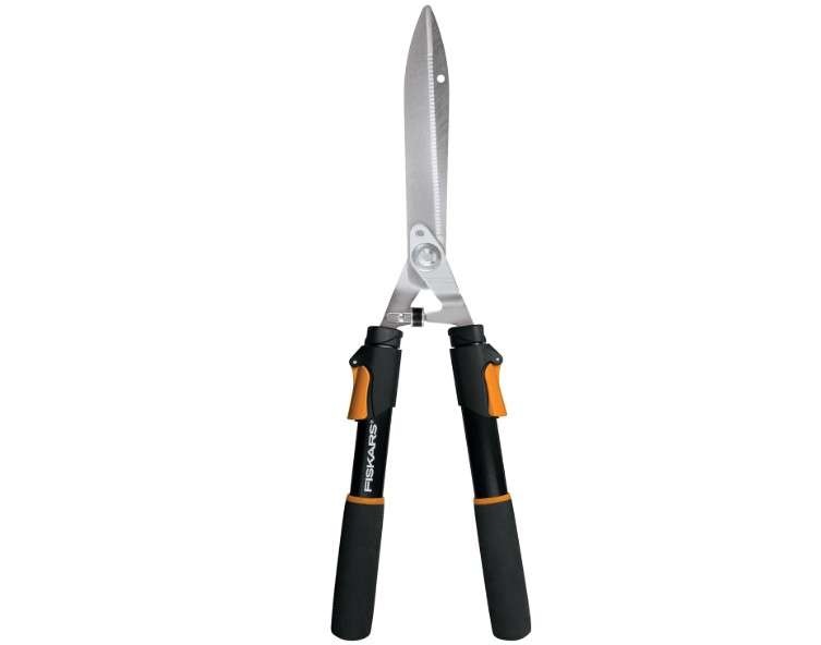 Fiskars Power-Lever Hedge Shears - 25"-33" Extendable Handle - Plant Cutting Scissors - Yard and Garden Tools - Orange/Black
