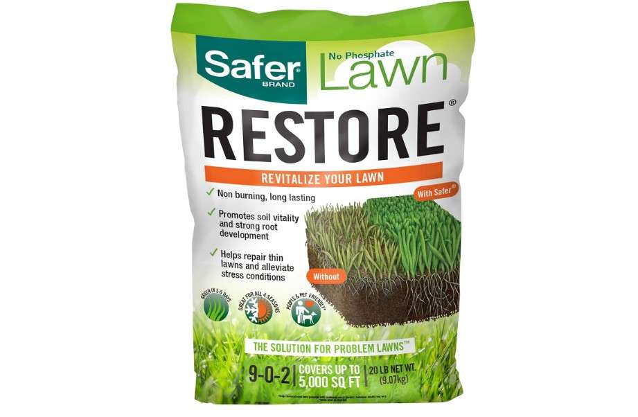 Safer Brand 9335SR Lawn Restore Natural Lawn Fertilizer - Non-Burning Fertilizer - 9-0-2 NPK - Covers up to 5,000 Sq Ft
