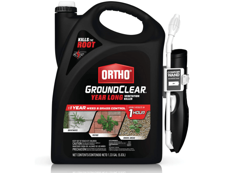 Ortho GroundClear Year Long Vegetation Killer - With Continuous Spray Comfort Wand, Visible Results in 1 Hour, Kills Weeds and Grasses to the Root,