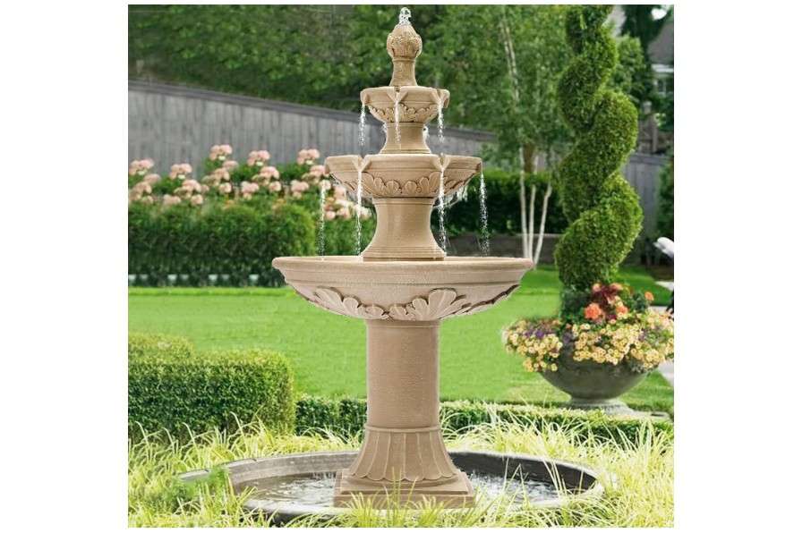 Dephet Italian Outdoor Water Fountains Garden Decor - 48.4''H Fountains and Waterfalls Outside, Large Cascading Indoor Floor-Standing Resin Bubbler...
