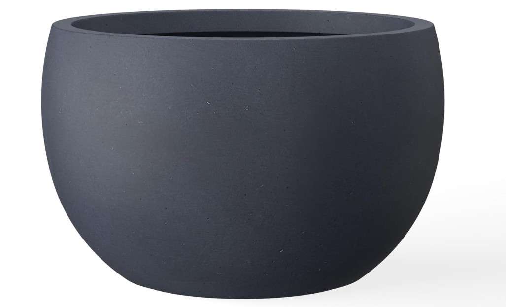 Kante 15.7" Dia Round Concrete Planter, Outdoor/Indoor Large Bowl Plant Pots with Drainage Hole and Rubber Plug for Garden Patio Balcony Home, Charcoal