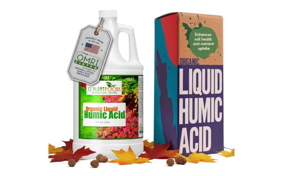 GS Plant Foods Organic Liquid Humic Acid with Fulvic - Concentrate Fertilizer for Enhanced Nutrient Uptake and Soil Conditioning - 1 Gallon
