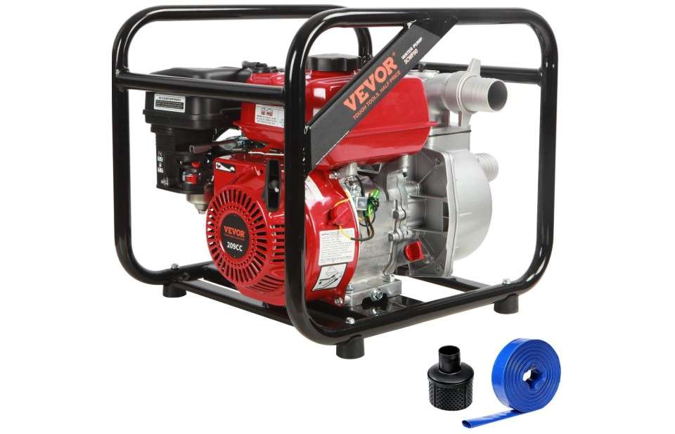 VEVOR Trash Pump 2 inch, 7HP 142 GPM, 4-Cycle Engine, Gas Powered Water Pump 148ft Lift, Gasoline Engine Water Pump 22ft Suction, Water Transfer Pump with...