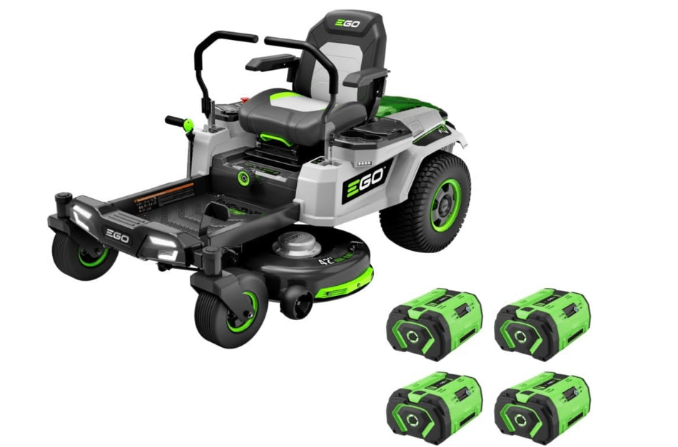 
EGO Power+ Electric Riding Lawn Mower, 42" Deck with Zero Turn Radius, Includes (4) 56V 10.0Ah Batteries and Charger - ZT4204L