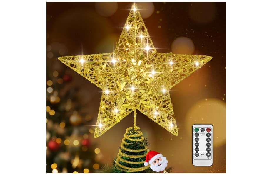 Kurt Adler Red and Ivory Lighted Angel Tree Topper