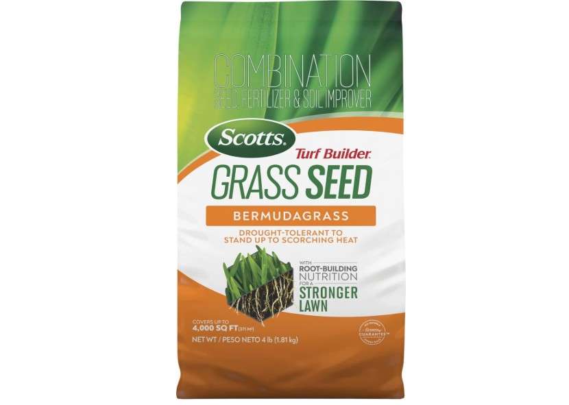 Scotts Turf Builder Grass Seed Bermudagrass with Fertilizer and Soil Improver, Drought-Tolerant, 4 lbs.