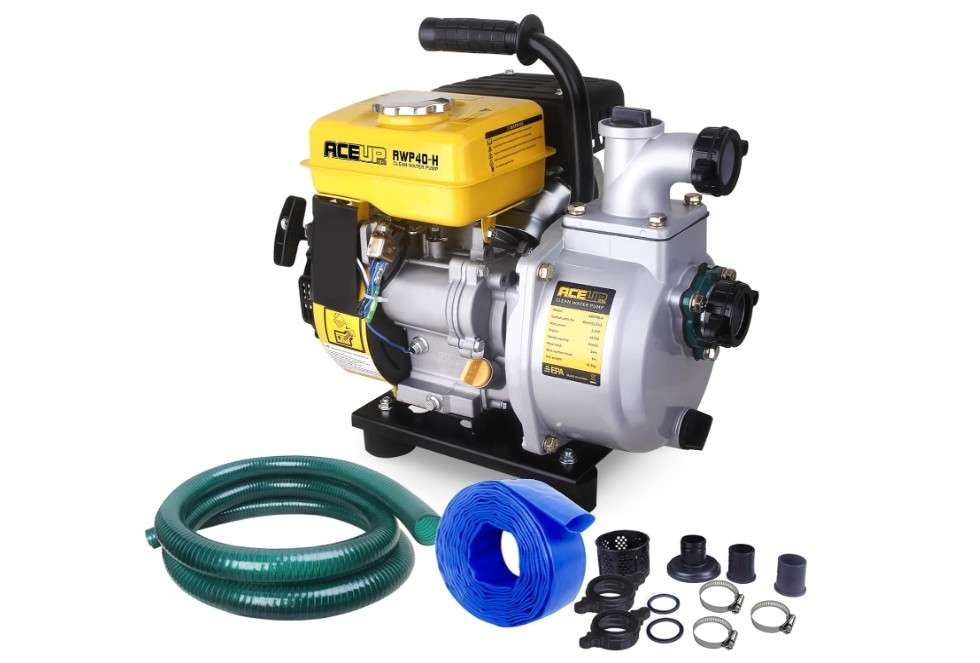 Aceup Energy Gas Water Pump 1.5-Inch with Hose, 79 GPM 79.8cc 2.1 HP Gas Powered Water Pump, Lightweight, EPA Certified