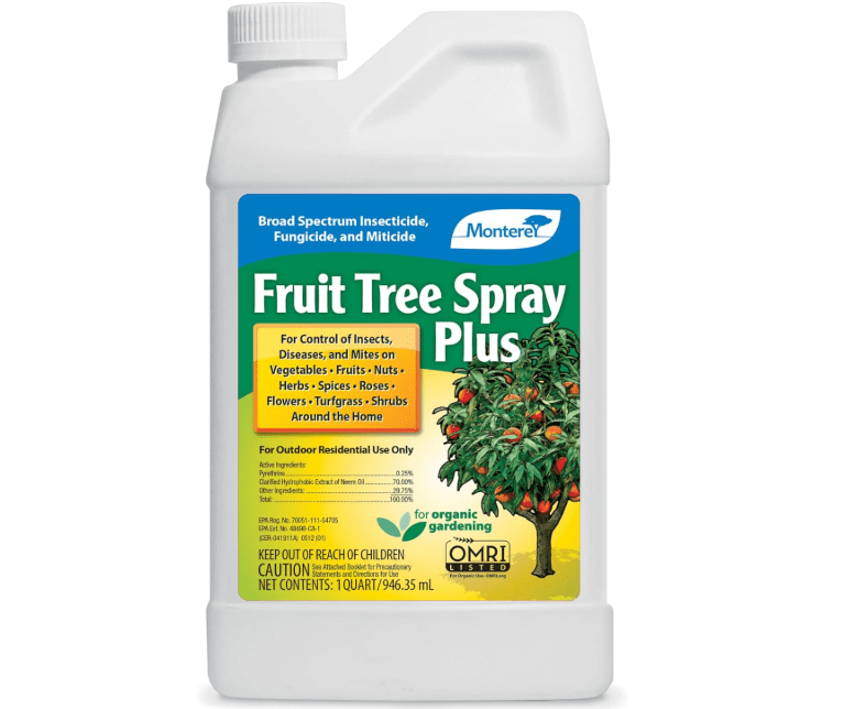 Monterey Fruit Tree Spray Plus – Insecticide & Fungicide for Fruits, Vegetables, Roses & Lawns – Controls Pests & Fungal Diseases