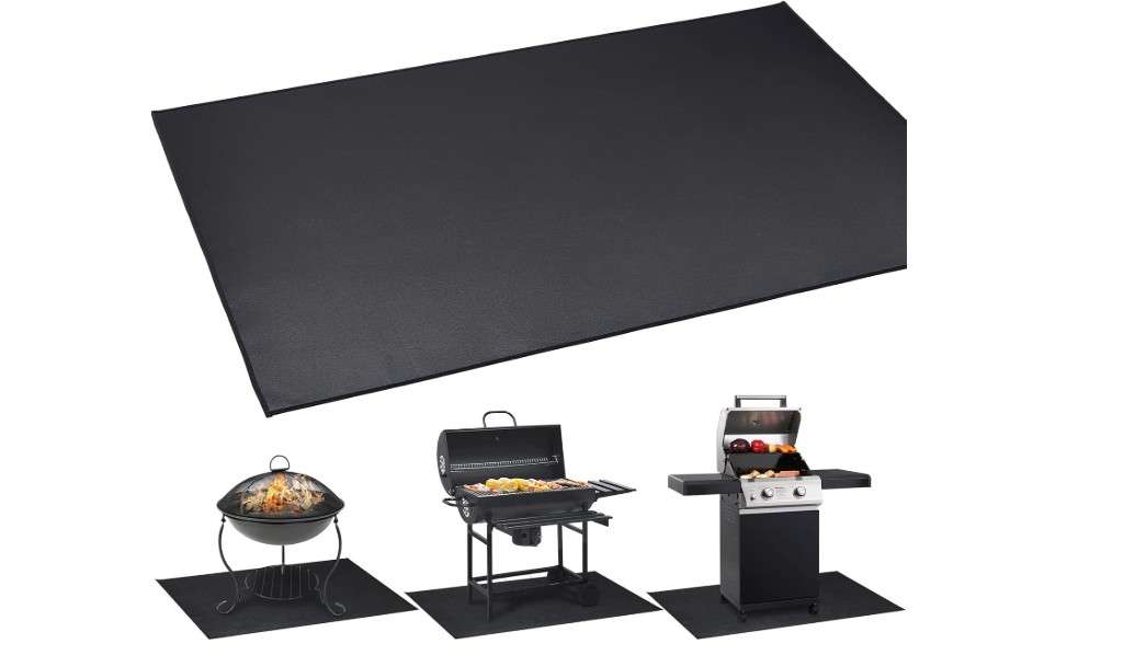 Cvtayn Under BBQ Grill Mat for Outdoor Charcoal, Flat Top, Smokers, Gas Grills 65×39 Inch. Fireproof Mat Protector Deck Patio Grass.Indoor Fireplace Mat...
