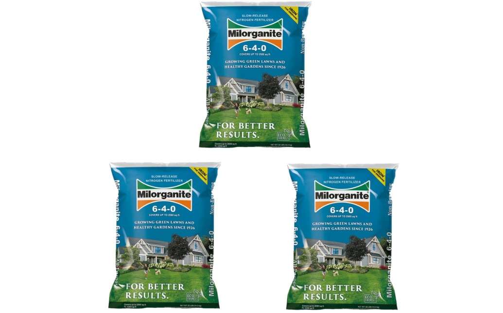 Milorganite All-Purpose Eco-Friendly Slow-Release Nitrogen 6-4-0 Fertilizer, 32 Pound Bag (Pack of 3) - for Lawns, Flowers, Gardens
