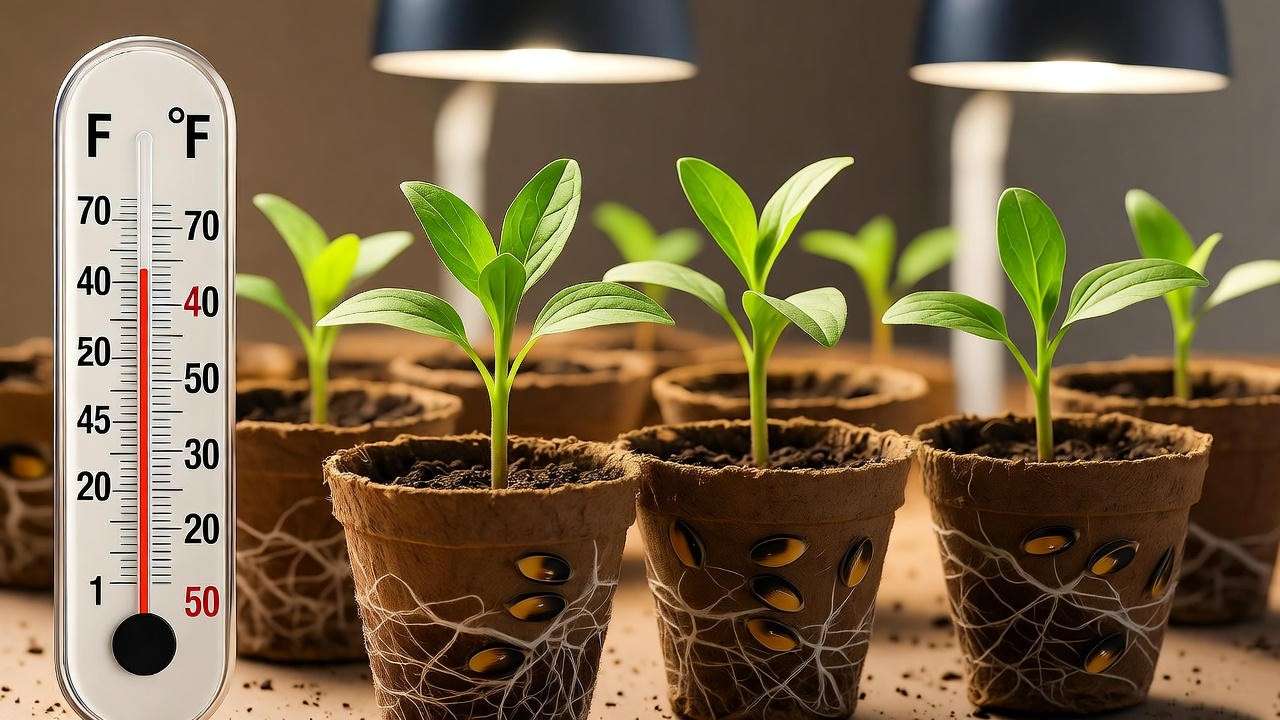 Red coneflower seeds germinating in trays after cold stratification