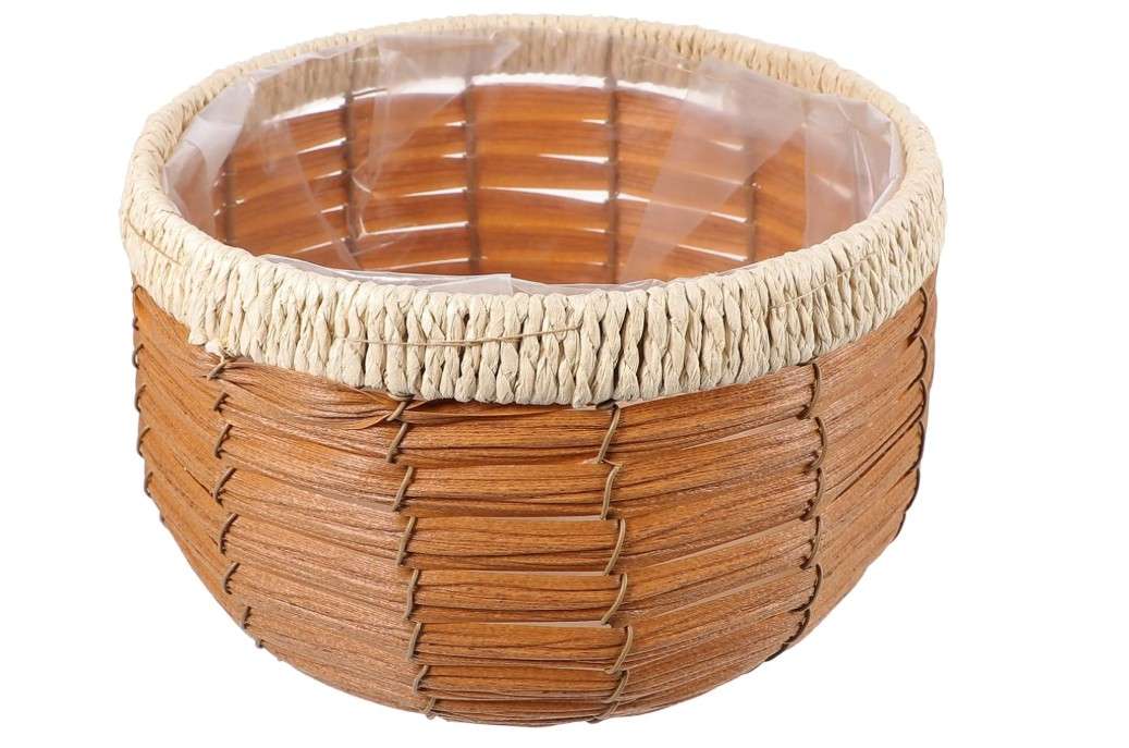 SOLUSTRE Hand Woven Rattan Flower Display Basket Multi Purpose Woven Planter Pot for Indoor Outdoor Plant Storage and Decorative Flower Arrangement