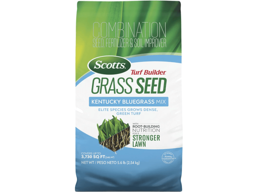 
Scotts Turf Builder Grass Seed Kentucky Bluegrass Mix with Fertilizer and Soil Improver, Grows Dense, Green Turf, 5.6 lbs