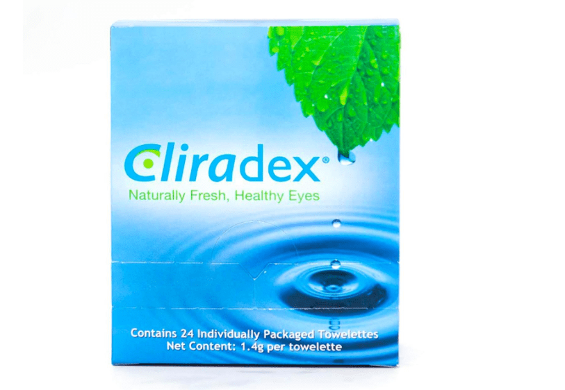 Cliradex Towelettes - Natural Face, Eyelash & Eyelid Cleanser - Wipes for Demodex, Blepharitis, Mgd and Red Irritated Eye Lid - Tea Tree Oil Extract.