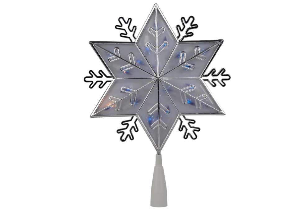 10" Lighted Silver Snowflake Christmas Tree Topper - Blue Lights