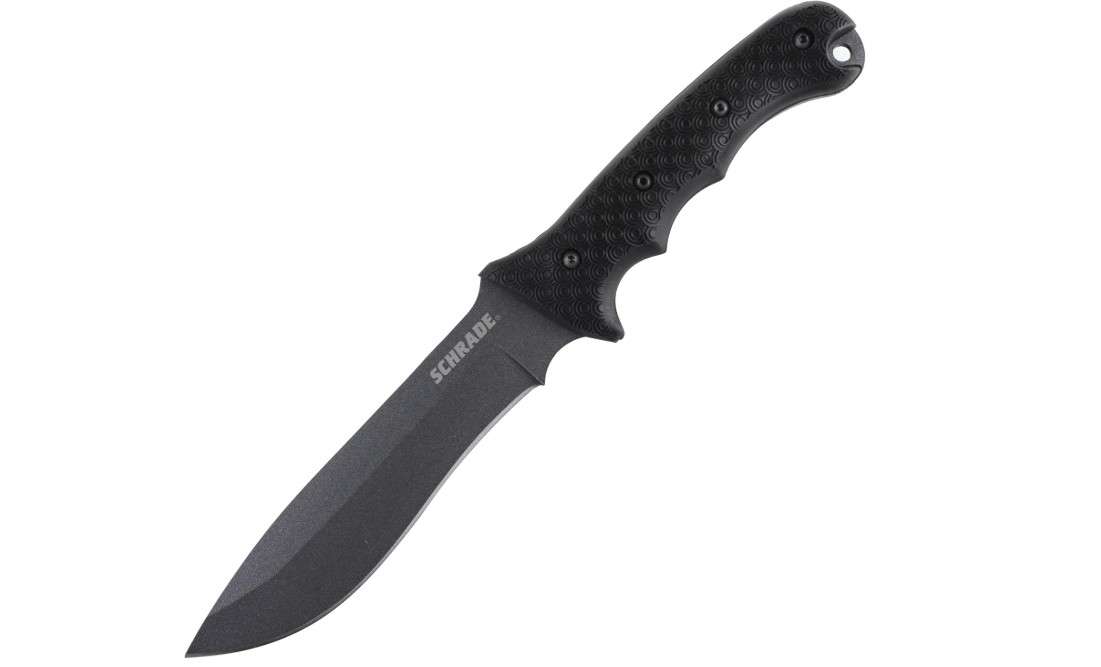 Schrade SCHF9 12.1in High Carbon Steel Fixed Blade Knife with 6.4in Kukri Point Blade and TPE Handle for Outdoor Survival, Camping and Bushcraft
