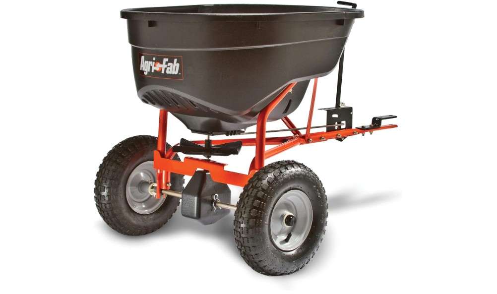 Agri-Fab 45-0463 130 lb. Tow-Behind Lawn & Garden Broadcast Spreader for Seed,Fertilizer,Salt,Ice Melt; Easy to use Flow Control from Seat of Riding...