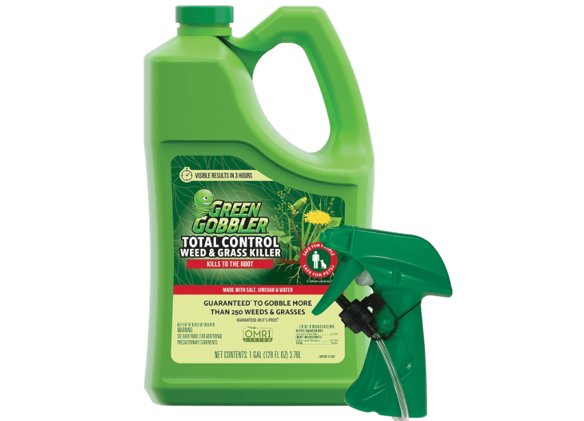 Green Gobbler Natural Total Control Weed & Grass Killer | Made with Concentrated Salt & Vinegar | Pet Safe | Kills to The Root | 1 Gallon Trigger