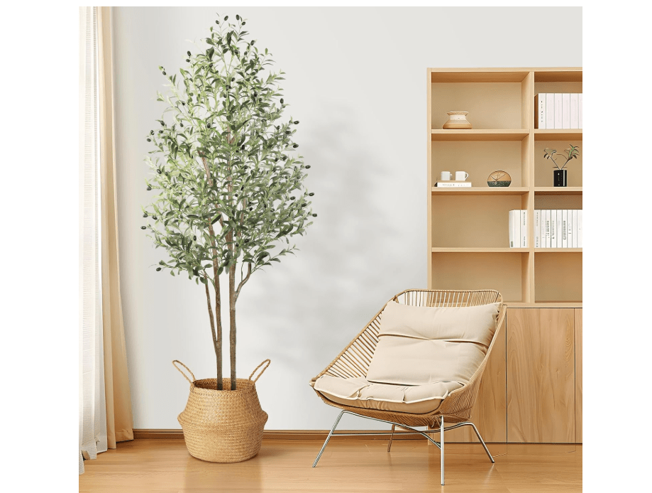 
Alupssuc Artificial Olive Tree 6FT Tall Faux Silk Plant(72" in), Indoor Fake Olive Tree with Natural Wood Trunk & Lifelike Fruits, Perfect for...
Color:Black