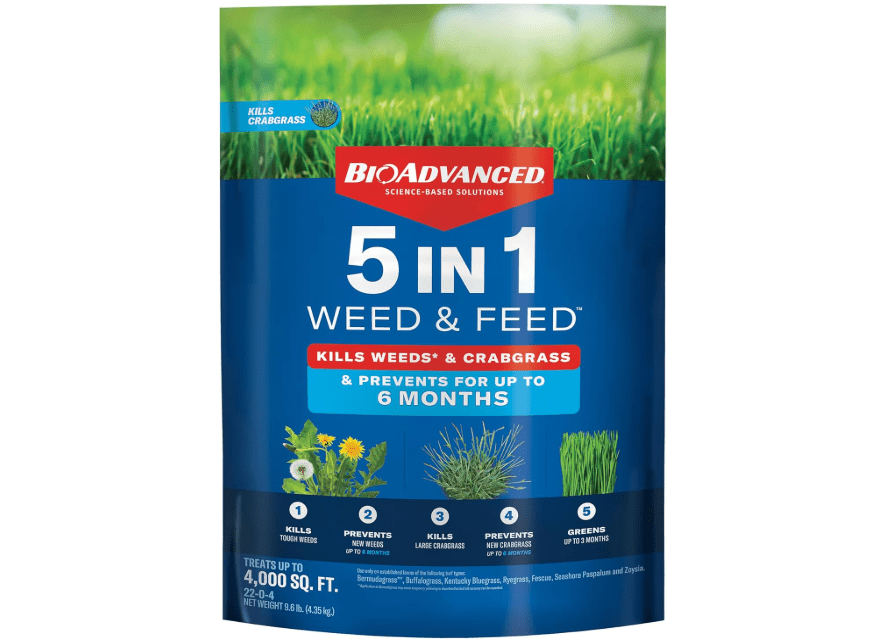
BioAdvanced 5 in 1 Weed and Feed Lawn Fertilizer, Granules, 9.6 lb