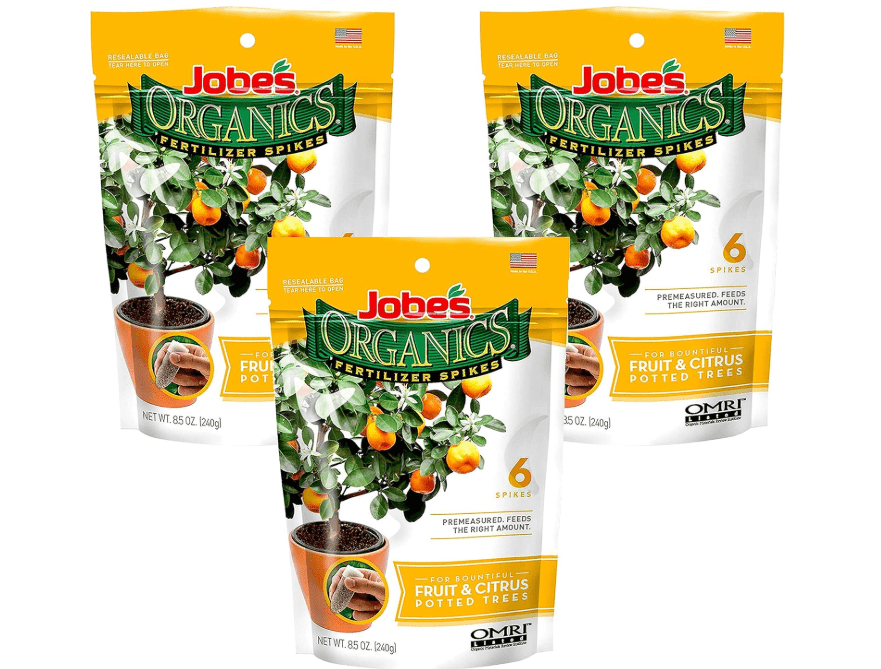 Jobe’s Organics Fruit & Citrus Tree Fertilizer Spikes, 3-5-5 Time Release Fertilizer for all Container or Indoor Fruit Tree