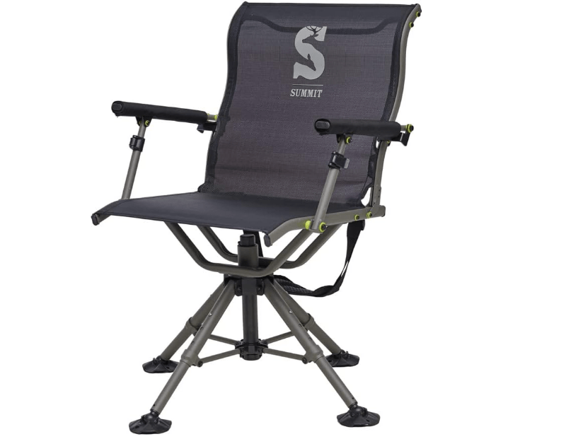 Summit Treestands Shooting Chair | Ideal Hunting Chair for Blinds | Wide Feet for Uneven Ground or Mud, Black (SU8802
