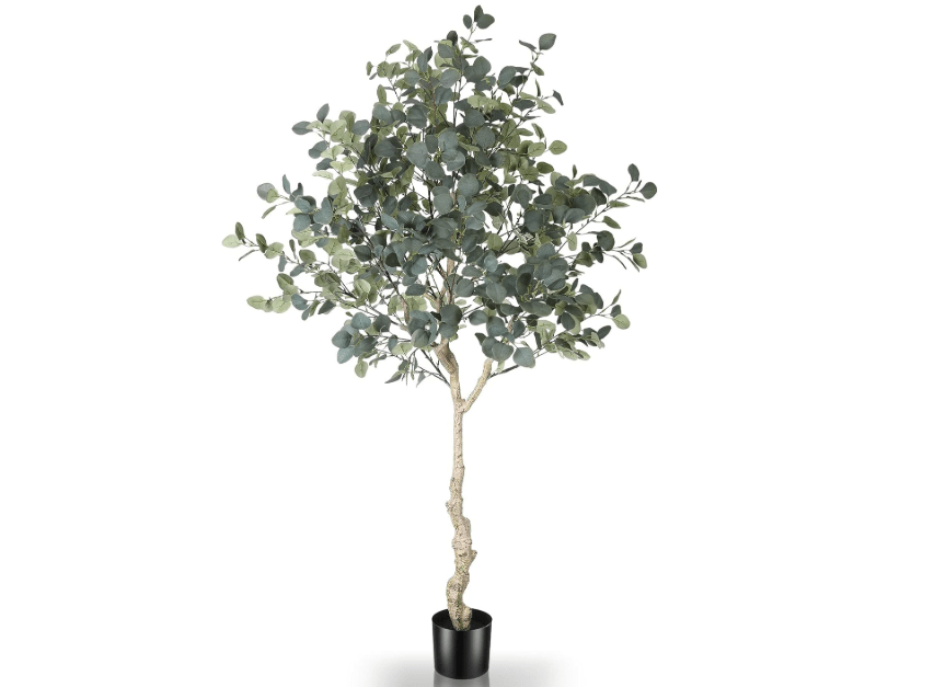 
LYERSE 6ft Artificial Eucalyptus Tree in Plastic Nursery Pot, Tall Faux Eucalyptus Stems Fake Plants with 846 Silver Dollar Leaves, Artificial Trees for.