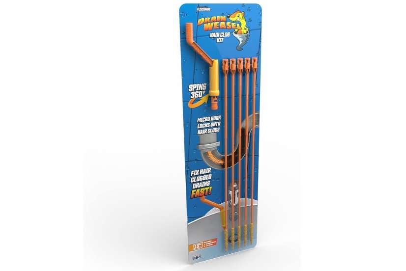 FlexiSnake Drain Weasel Sink Snake Hair Clog Remover Tool, Pipe, Bathroom, Bathtub Cleaner, 18-inch, Made in the USA, 5 Wands and Removable Handle
