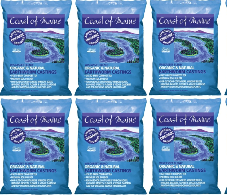 Coast of Maine Wiscasset Blend, 8qt (Pack of 8) Organic and Natural Earthworm Castings, Premium Soil Builder, to Brew Compost Tea