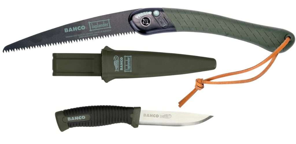 Bahco 9" Laplander Folding Saw & Knife Combination ? Includes 396-LAP Saw and 2446-LAP Knife with Rust-Proof Blade, Perfect Grip, and Belt Holster...
