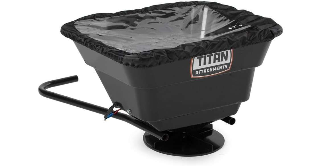 Titan Attachments 12 Volt ATV/UTV Broadcast Spreader, 80 LB Capacity, Back or Front Mounting for ATV, UTV, Or Utility Tractor, Lawn and Garden Seed Spreader...