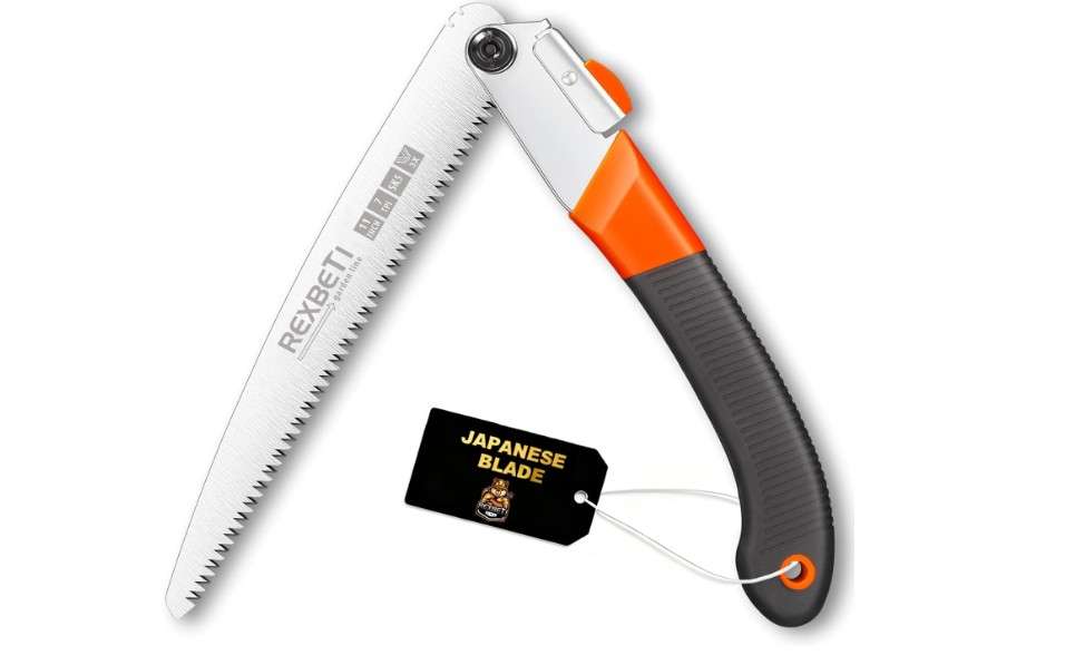 REXBETI Folding Saw, Heavy Duty 11 Inch Extra Long Blade Hand Saws for Wood Camping, Dry Wood Pruning Saws With Hard Teeth, Quality SK-5 Steel
