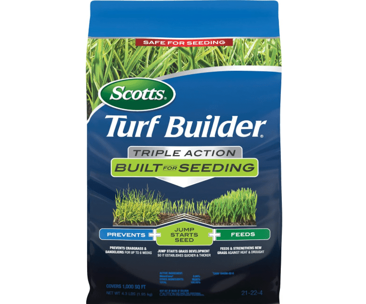 Scotts Turf Builder Triple Action Built For Seeding - Weed Preventer and Fertilizer for New Lawns, 1,000 sq. ft., 4.3 lb