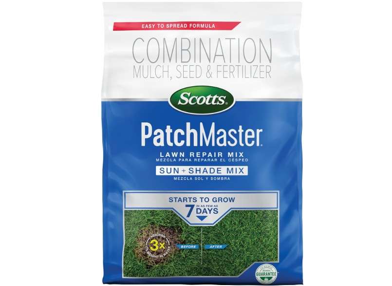 Scotts PatchMaster Lawn Repair Mix Sun + Shade Mix, Combination Grass Seed, Fertilizer, and Mulch, 4.75 lbs.
