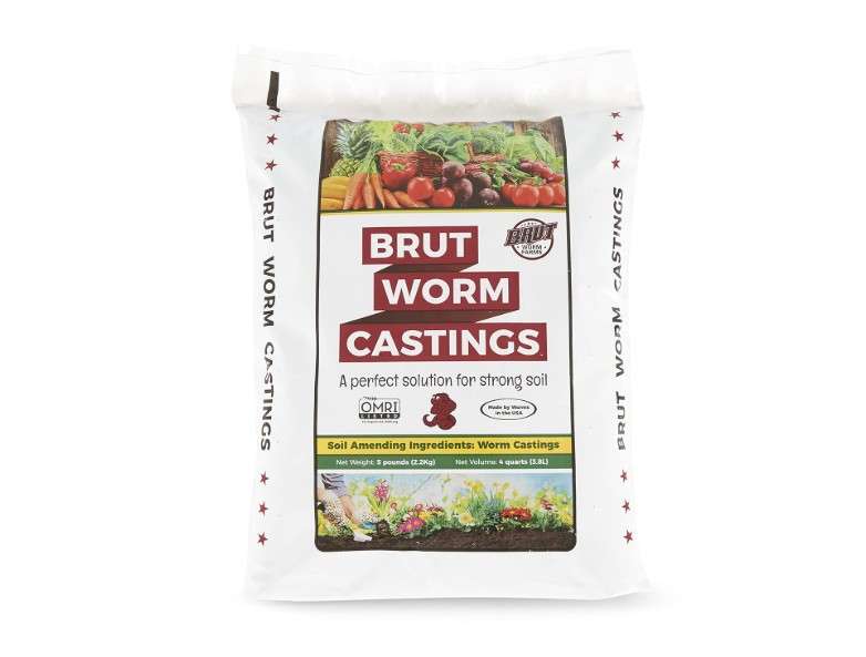 Brut Organic Worm Castings for Plants 5 LB – Natural Nutrients, Fertility Builder, Plant Food for Potting Soil and Garden Soil – Indoor and Outdoor Use
