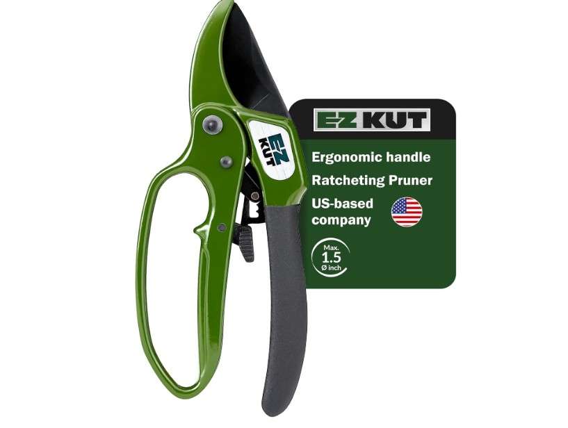 EZ Kut Heavy Duty Pruning Shears Green - with Ratcheting Action Great Garden Hand Tool Clippers Gardening pruners arthritis tools Ratcheting Anvil Hand...