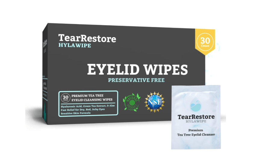 TearRestore Tea Tree HylaWipe Eyelid Wipes