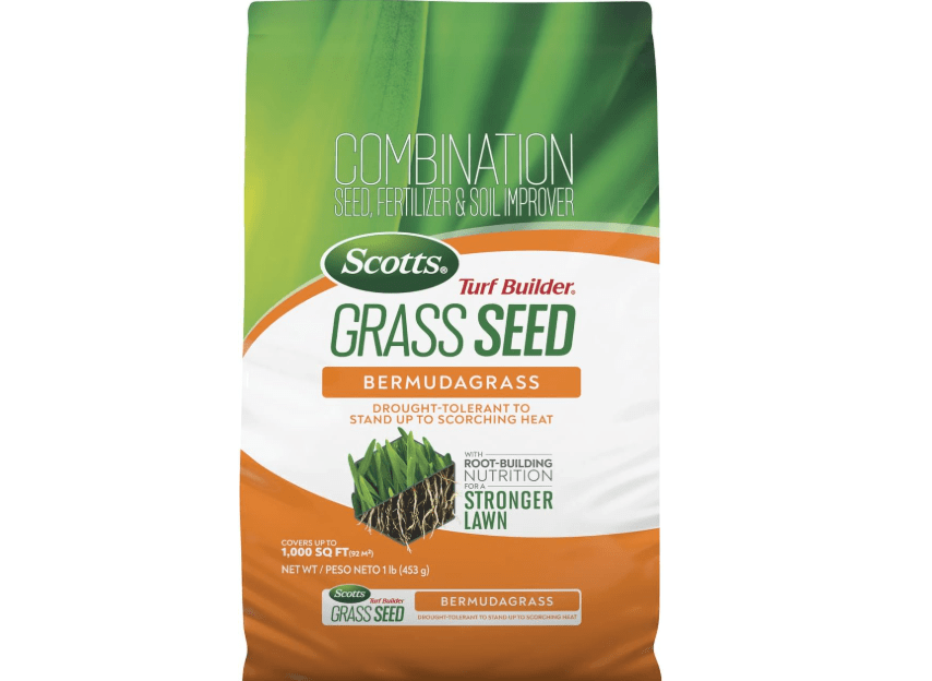 Scotts Turf Builder Grass Seed Bermudagrass with Fertilizer and Soil Improver, Drought-Tolerant,
