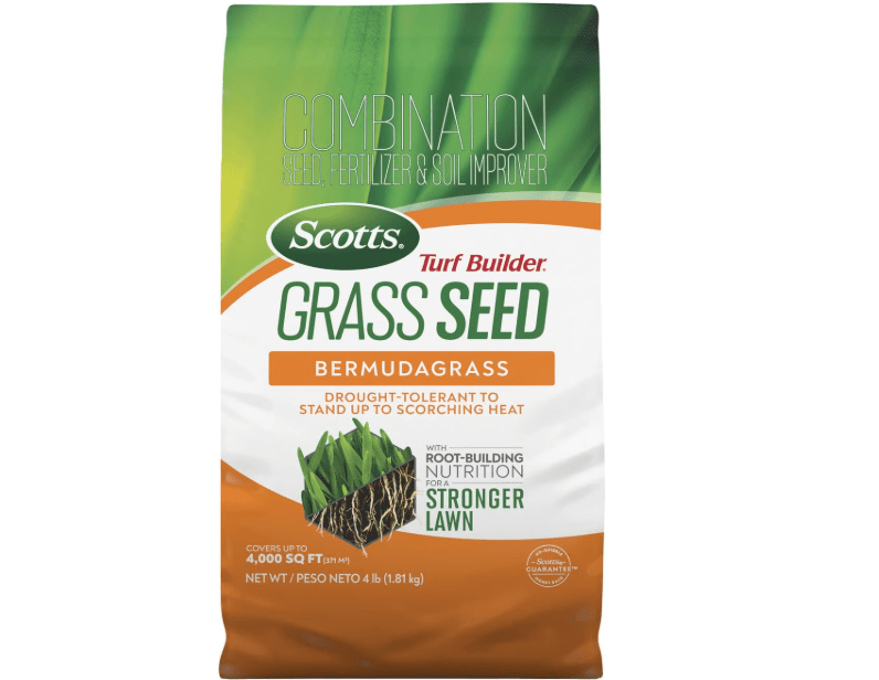 Scotts Turf Builder Grass Seed Bermudagrass with Fertilizer and Soil Improver, Drought-Tolerant, 4 lbs.