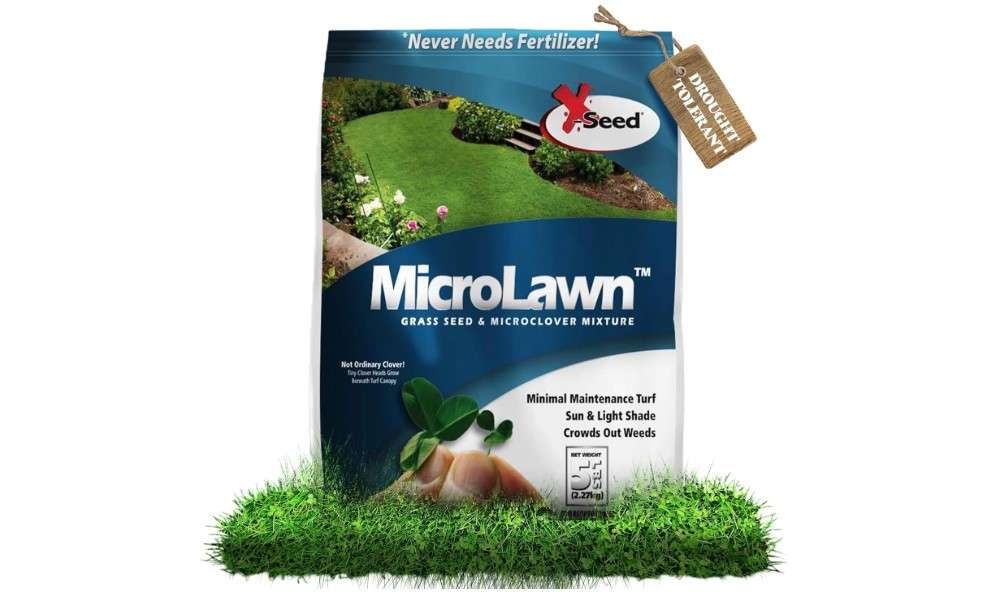 X-Seed Microlawn Grass Seed & Microclover Mix – Dense Self Feeding Lawn, Sun & Shade, Crowds Out Weeds, High Traffic, Drought-Resistant, 5 lb Bag

