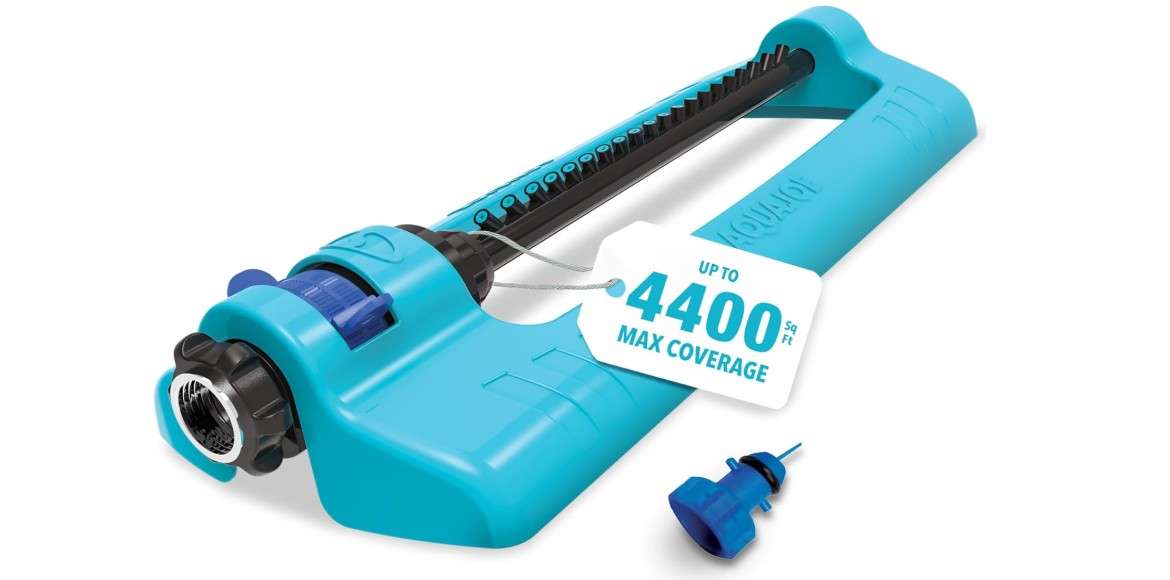 Aqua Joe SJI-OMS20 Jumbo Oscillating Sprinkler with Adjustable Spray and Metal Base, Up to 4,400-Square-Foot Coverage, 70-Foot Spray Distance, 63-Foot Spray...