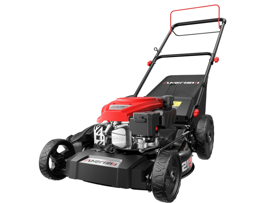 
AMERISUN Gas-Powered Lawn Mower Self-Propelled, 170cc OHV Engine with Air Cooling, 21" Steel Deck, 3-in-1 Cutting System, 6-L