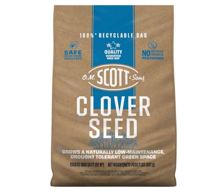 O.M. Scott and Sons Clover Seed, Lawn Seed Grows a Naturally Low Maintenance, Drought-Tolerant Lawn, 1,000 sq. ft., 2 lb.