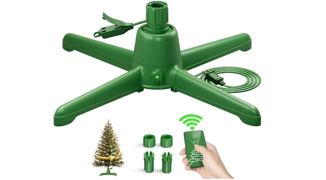 (2025 Upgrade) Rotating Christmas Tree Stand with Remote Control, Stable 360 Revolving Tree Base Stand, Up to 7.5ft 90lb. Adjustable Christmas Tree Holder...