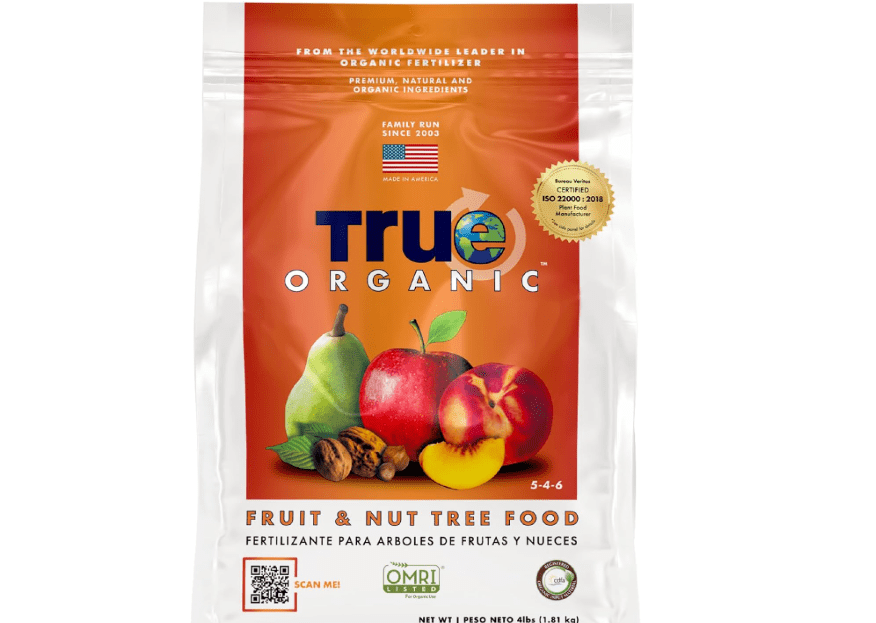 True Organic Fruit & Nut Food – Organic Fertilizer for Productive Tree Growth – Prevent Blossom End Rot – 4lb Bag Covers