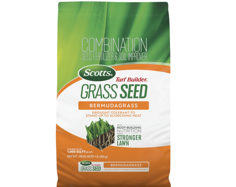 Scotts Turf Builder Grass Seed Bermudagrass with Fertilizer and Soil Improver, Drought-Tolerant,