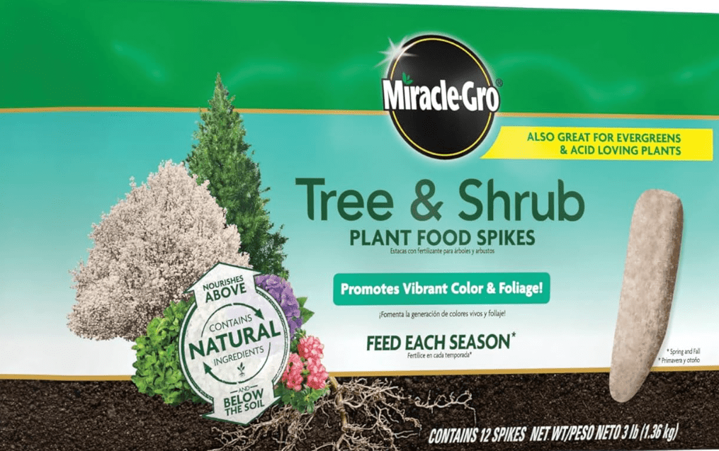  Miracle-Gro Tree and Shrub Plant Food Spikes, For Deciduous, Flowering and Evergreen Trees, 12 Spikes